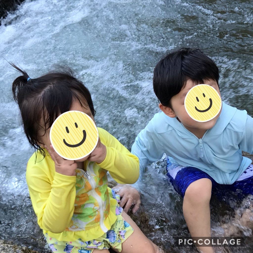  大はしゃぎの息子と娘