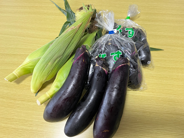 茄子とトウモロコシ